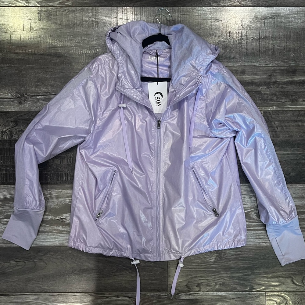 Iridescent Lavender Hooded Bomber Jacket - Unbranded